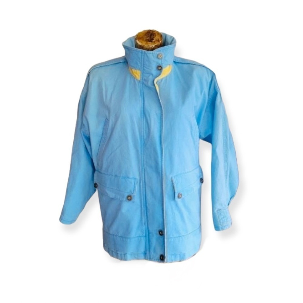 London Fog Jacket coat X SMALL vintage Model :Iona light blue zip front button
